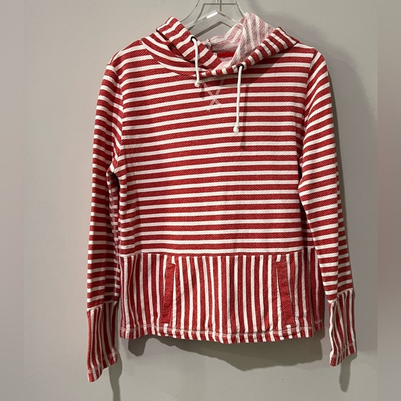 J. Crew Flip Striped Hoodie Sweatshirt Stripes Size Large Pockets - Picture 3 of 8